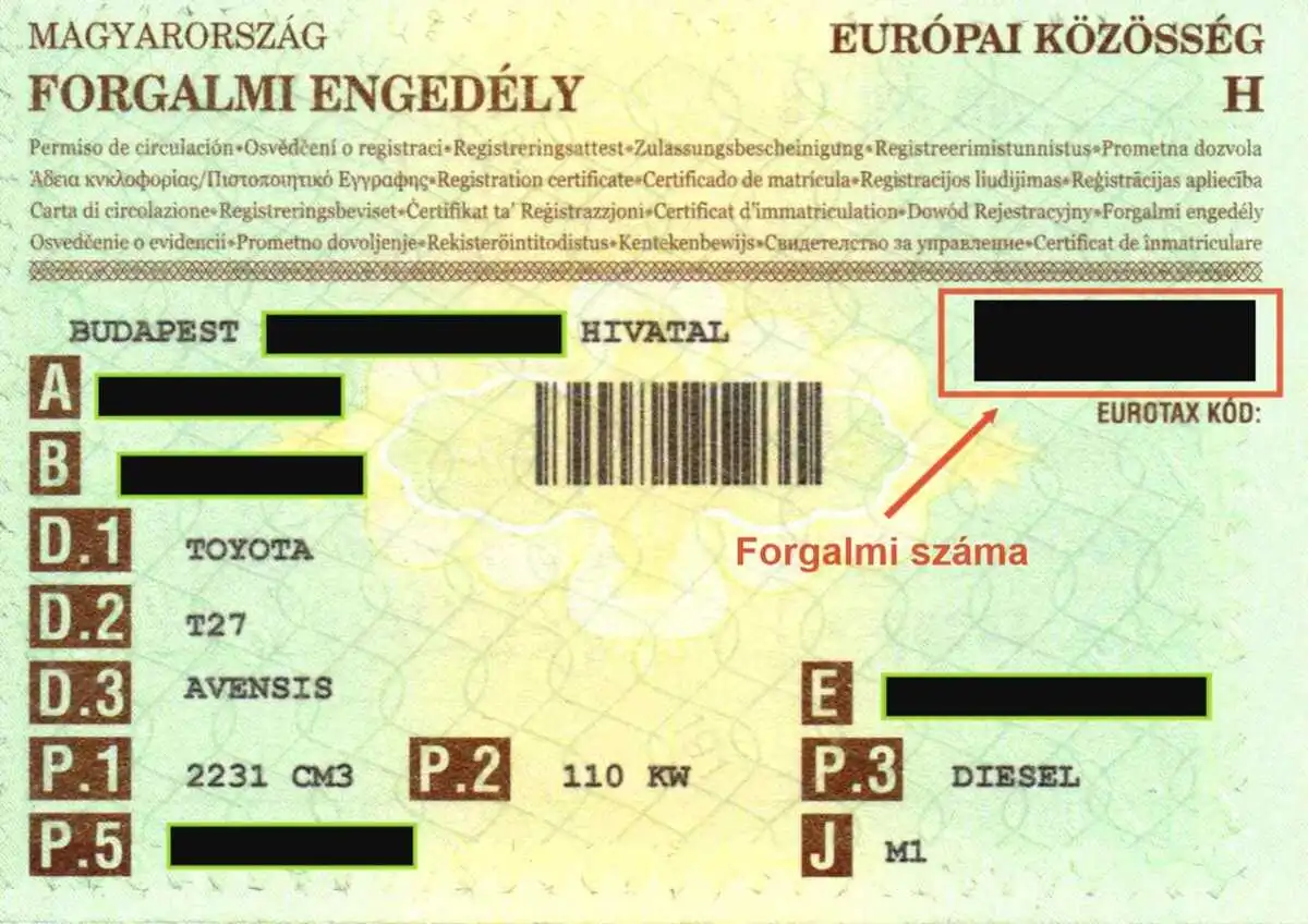 Forgalmi engedély száma